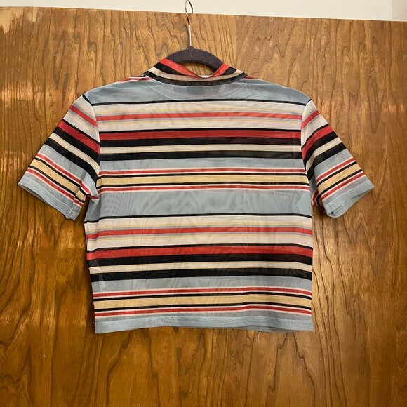 Urban Outfitters Striped Mesh Crop Top - Picture 2 of 4